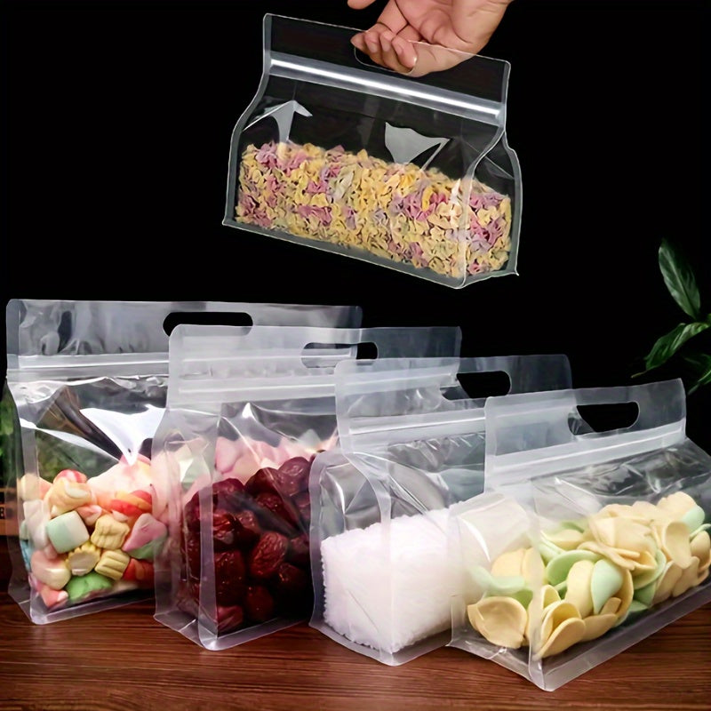 50 Reusable Self-Sealing Food Storage Bags Transparent Thick Plastic Zip Pouches for Snacks Tea Noodles