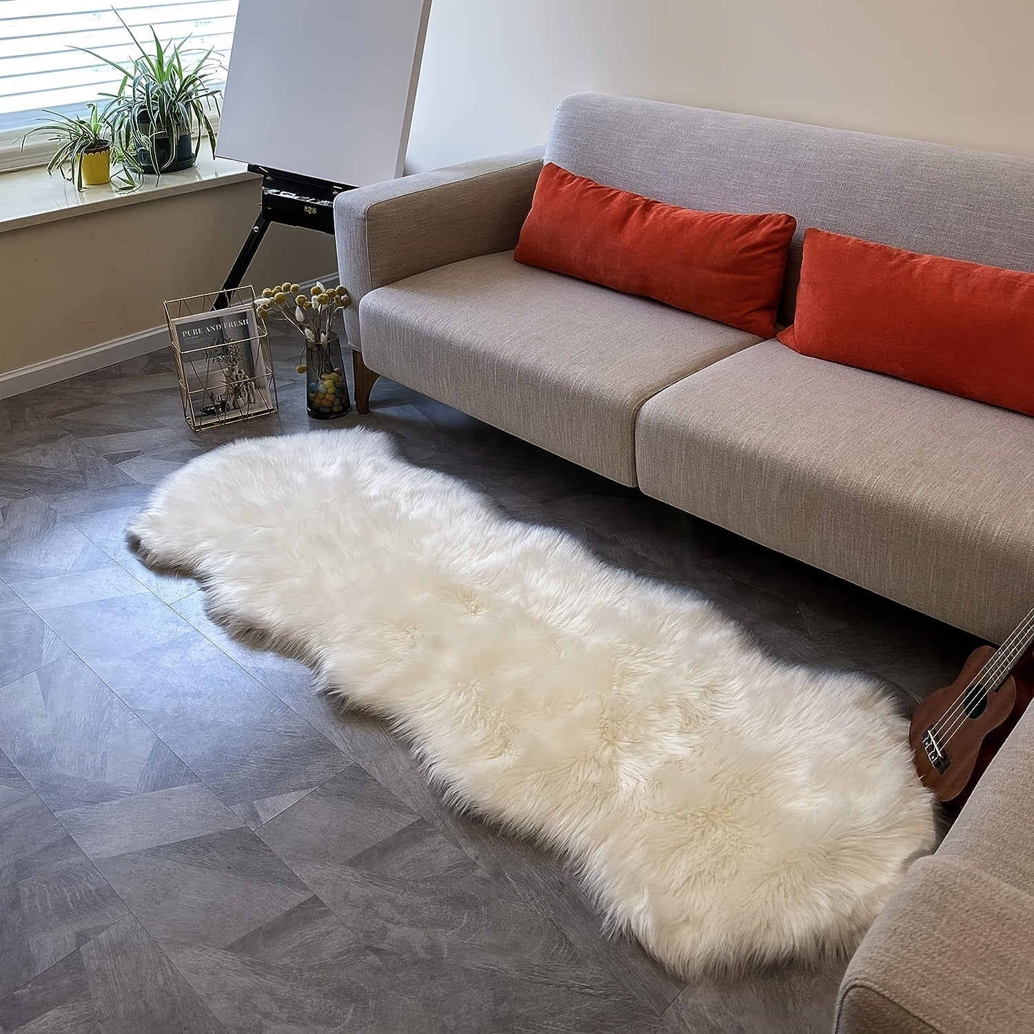 Soft Sheepskin Carpet Non-Slip Artificial Fur Rug for Bedroom Living Room