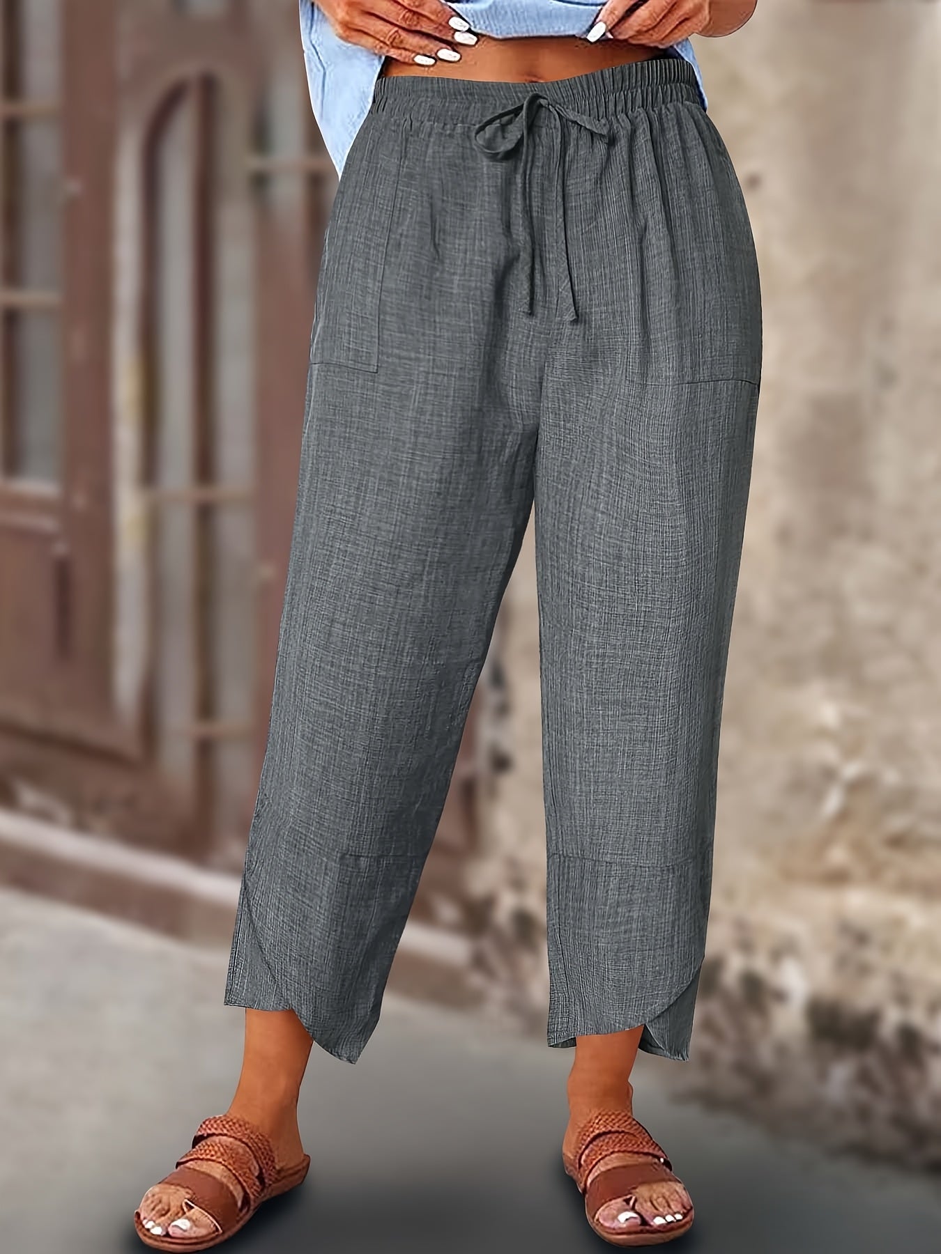 Women's Plus Size Overlapping Toe Elegant Style Bag with Decorative Rope