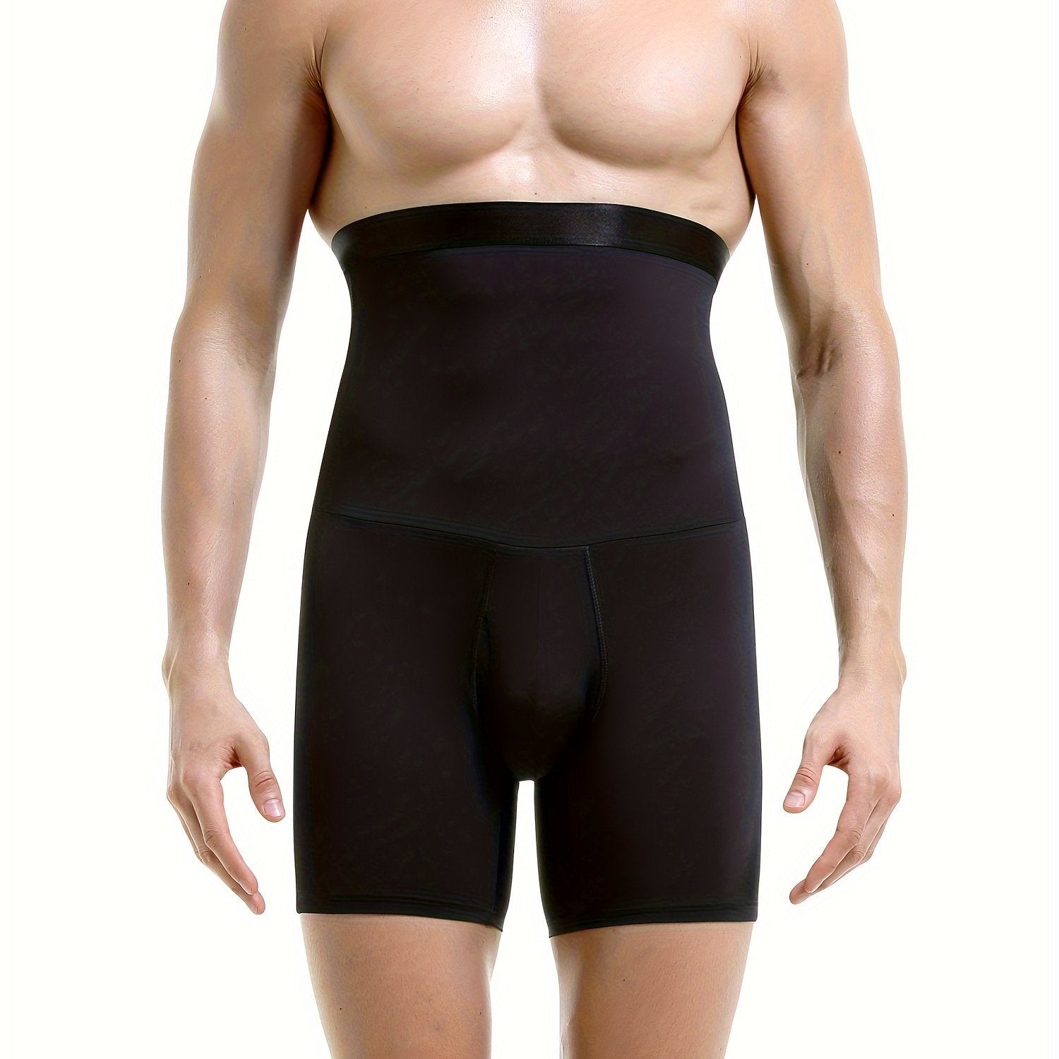 Men's High Waist Tummy Control Shapewear Shorts Solid Nylon Slim Fit