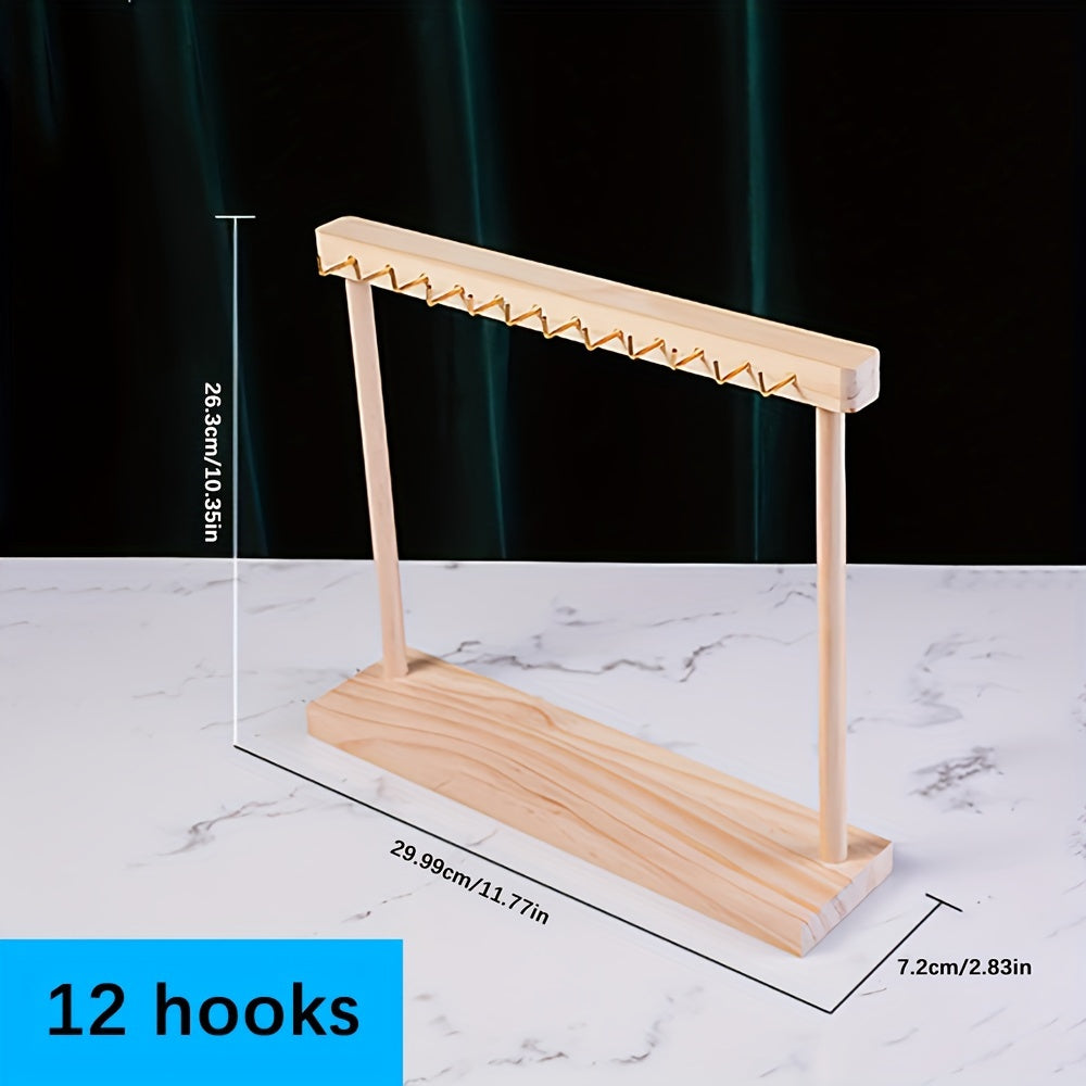 Деревянная подставка для украшений с двухсторонним держателем для ожерелий, ящик для хранения, домашний декор