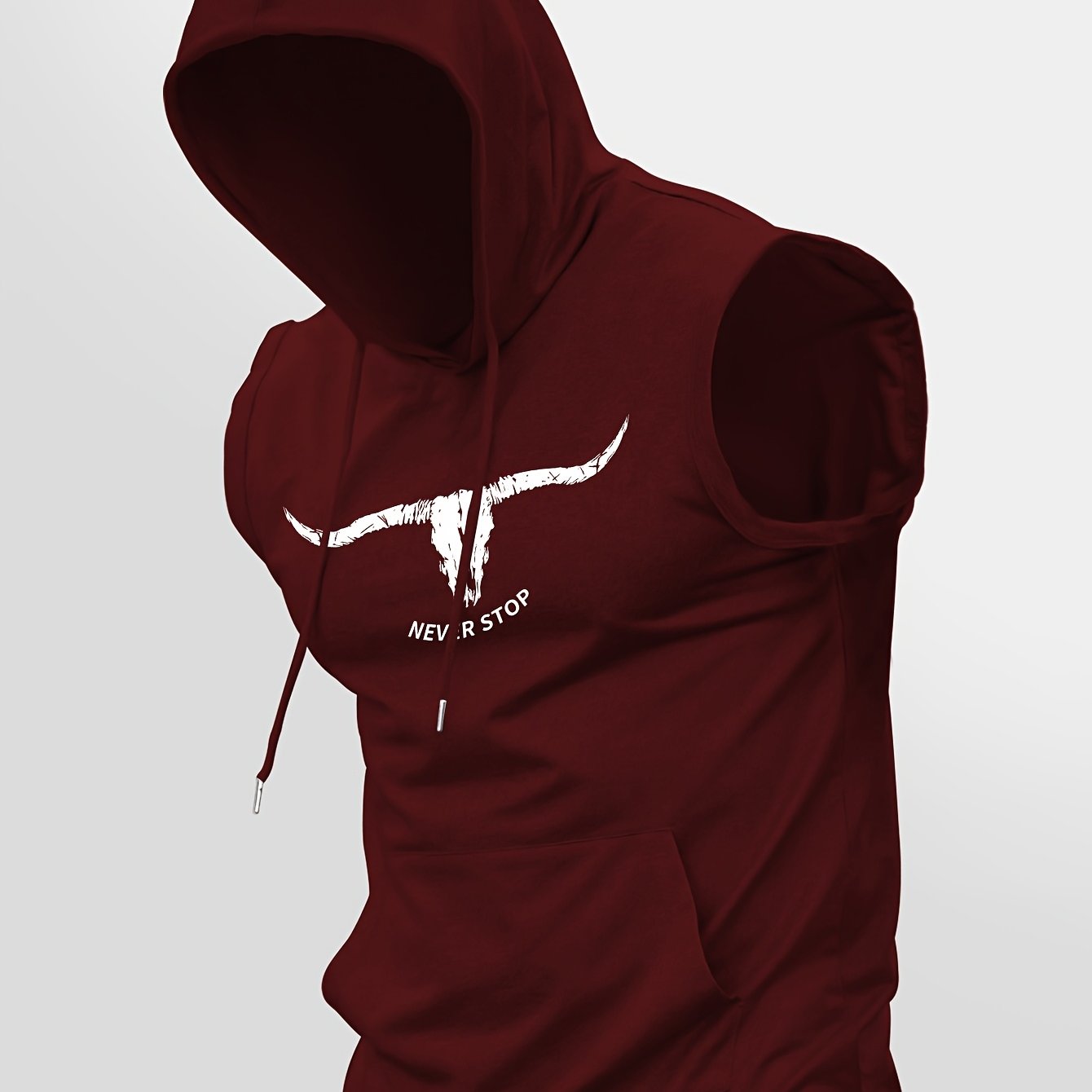 Men's Polyester Print Hooded Sports Vest for Summer