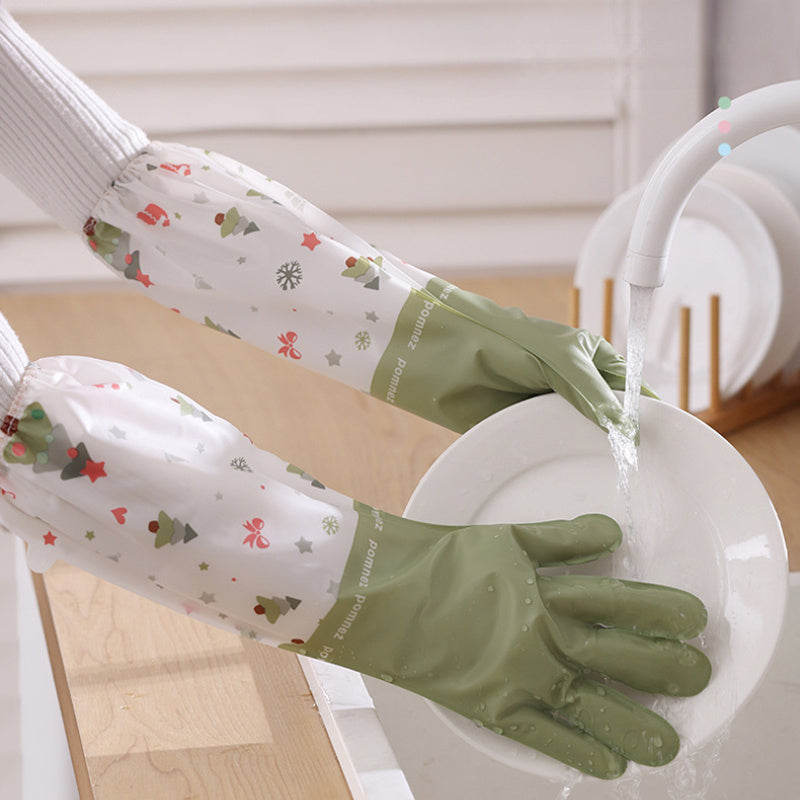Guantes de hogar de felpa de invierno impermeables de PVC antideslizantes duraderos para limpieza de cocina