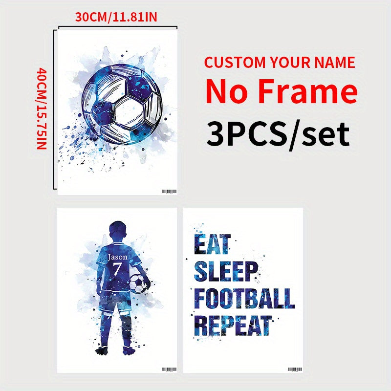 Bolalar bog'chasi yoki xona bezatish uchun maxsus futbol va futbolchi kanvas devor san'ati to'plami