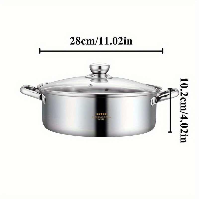 Olla de sopa caliente de acero inoxidable 304 con fondo de tres capas para hogar y restaurante