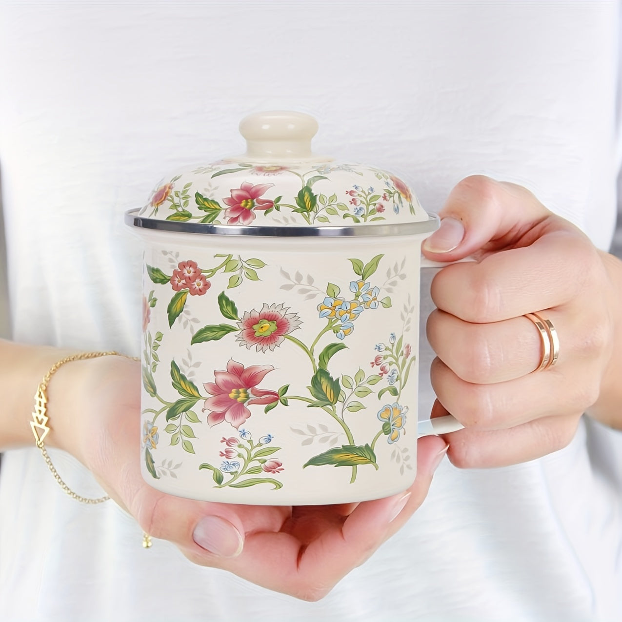 Enamel Butter Warmer Pot with Lid for Melting Butter Tea Noodles Stovetop Cookware