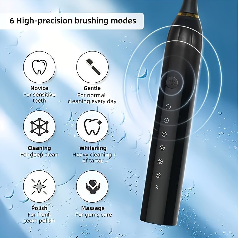 Kattalar uchun elektr tish cho'tkasi yumshoq cho'tkalar, qayta to'ldiriladigan, 6 tezlik, 4 bosh