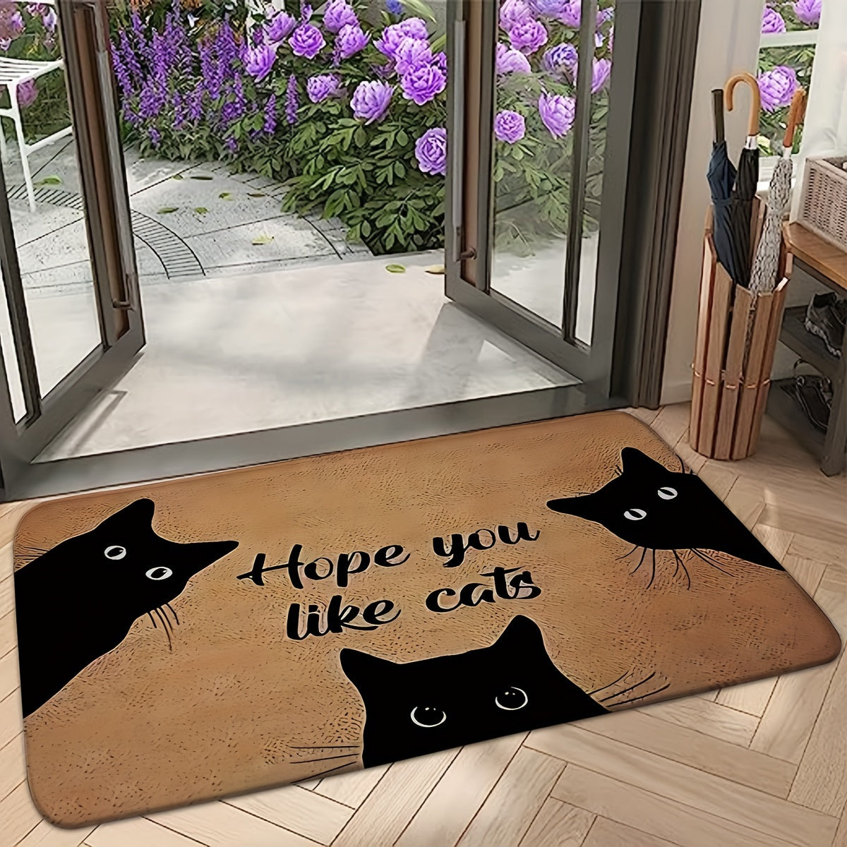 Yoqimli mushukcha naqshli charchoqni kamaytiruvchi kirish matosi, yashash xonasi, yotoqxona, oshxona uchun