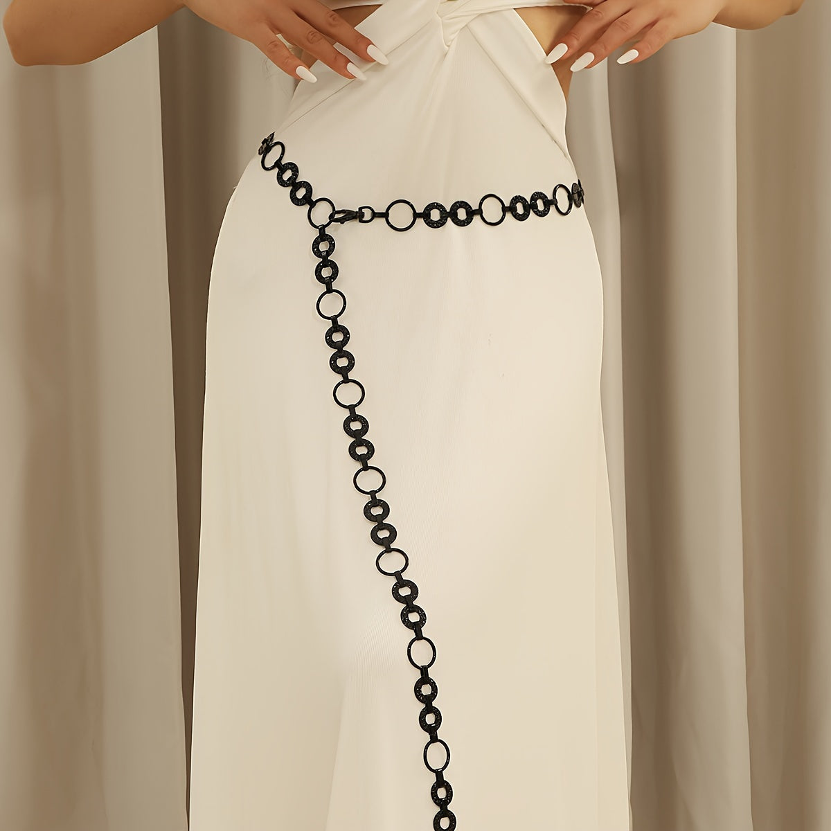 Women's Adjustable Geometric Metal Waist Chain Body Jewelry Belt for Daily Wear