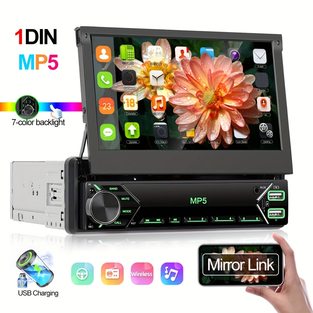 7-дюймовый HD сенсорный дисплей для автомобиля с выдвижным дисплеем, Mirror Link, USB, AUX, FM-радио