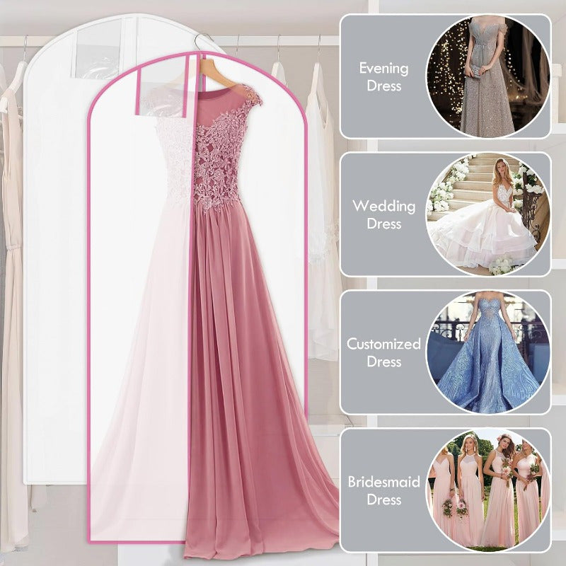 Breathable Dustproof Zippered Clothes Cover for Wedding Dresses and Gowns