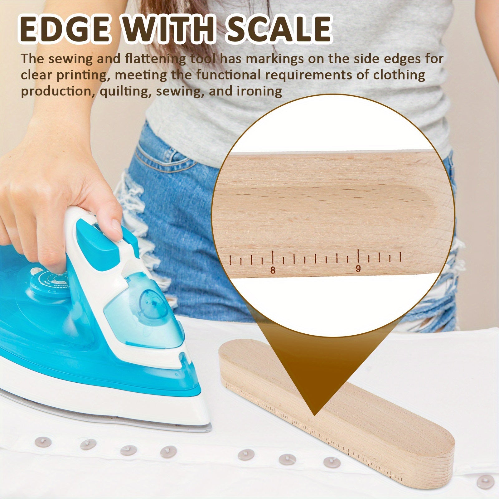Juego de paletas de sastre de madera con abrelatas de costuras y volteador de puntas, conjunto de 3 herramientas de costura para acolchado