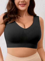 Plus-Size Wireless Sports Bras High-Impact Seamless Push-Up Nylon Elastane Black White Red