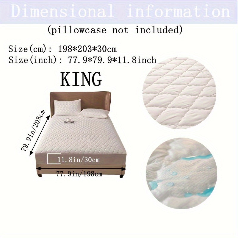 Waterproof Fitted Sheet with Geometric Embossed Pattern Deep Pocket Bed Sheet for Bedroom and Guest Room