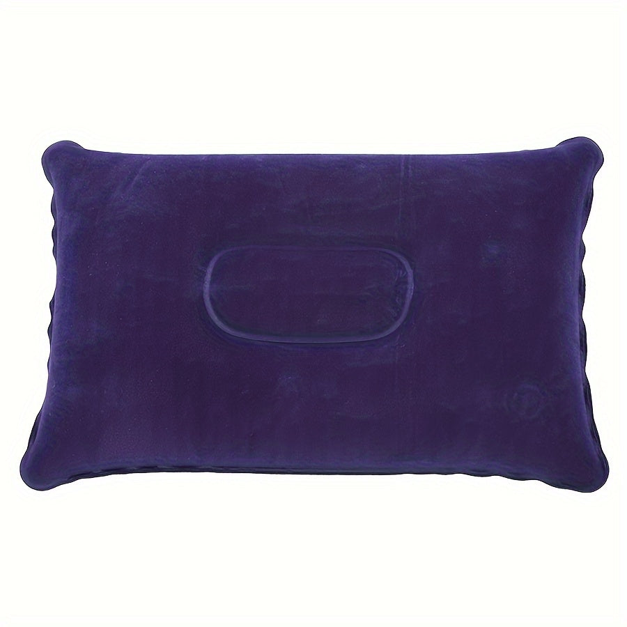 Inflatable PVC Pillow with Flocking Square Design for Camping Travel and Sleeping