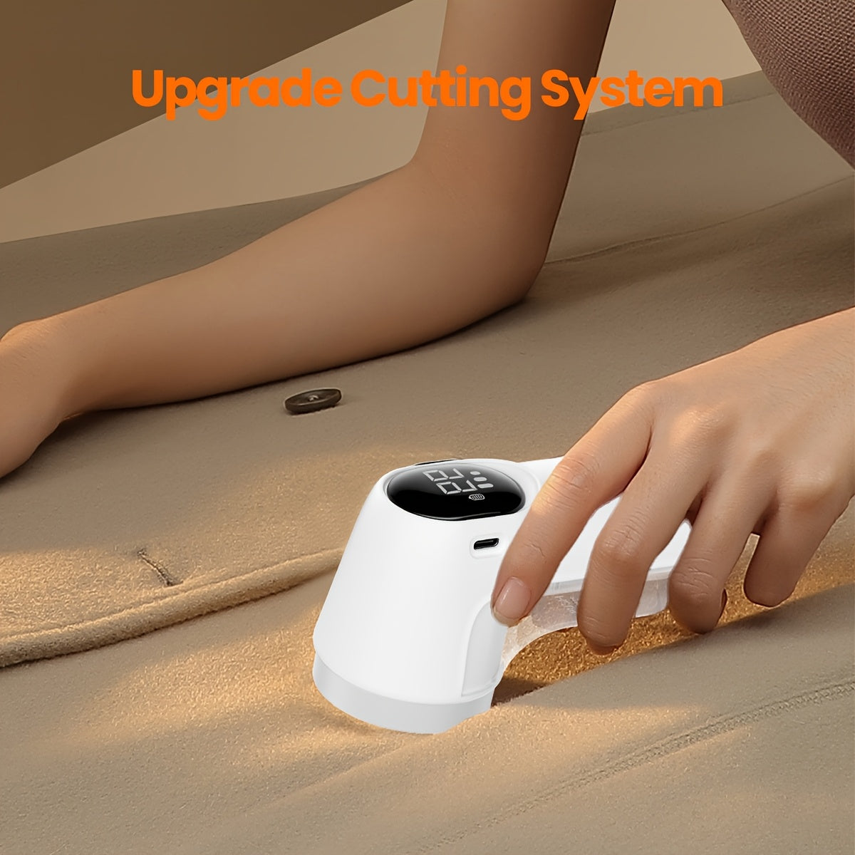 Fabric Shaver with Digital Display and Brush for Clothes Sofa Bedding White