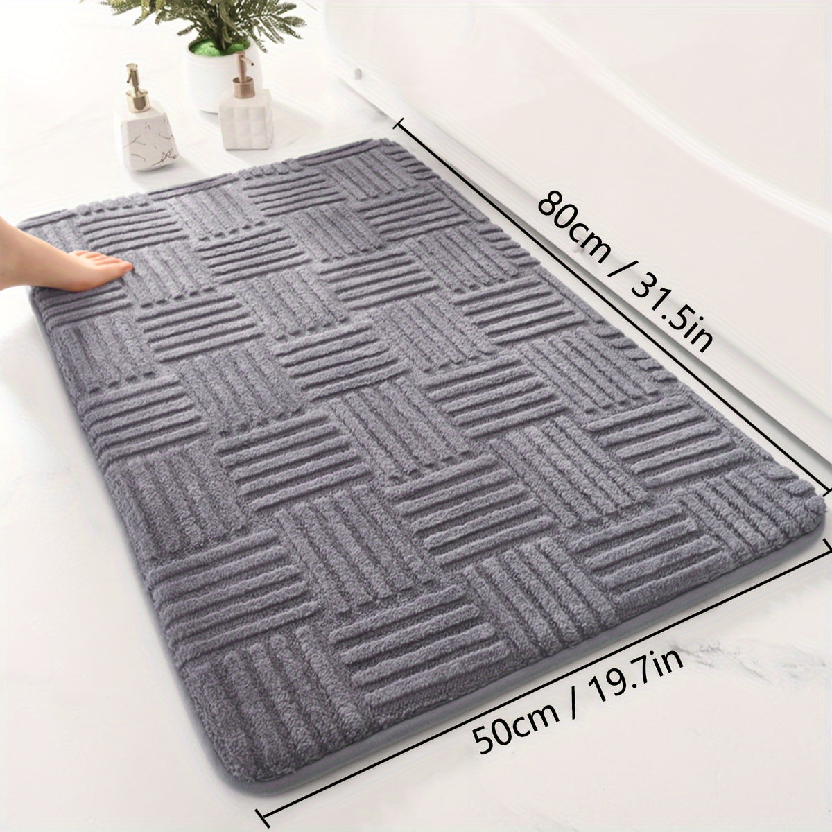 Thickened Absorbent Bathroom Mat Non-Slip Bathtub Rug Home Entryway Carpet