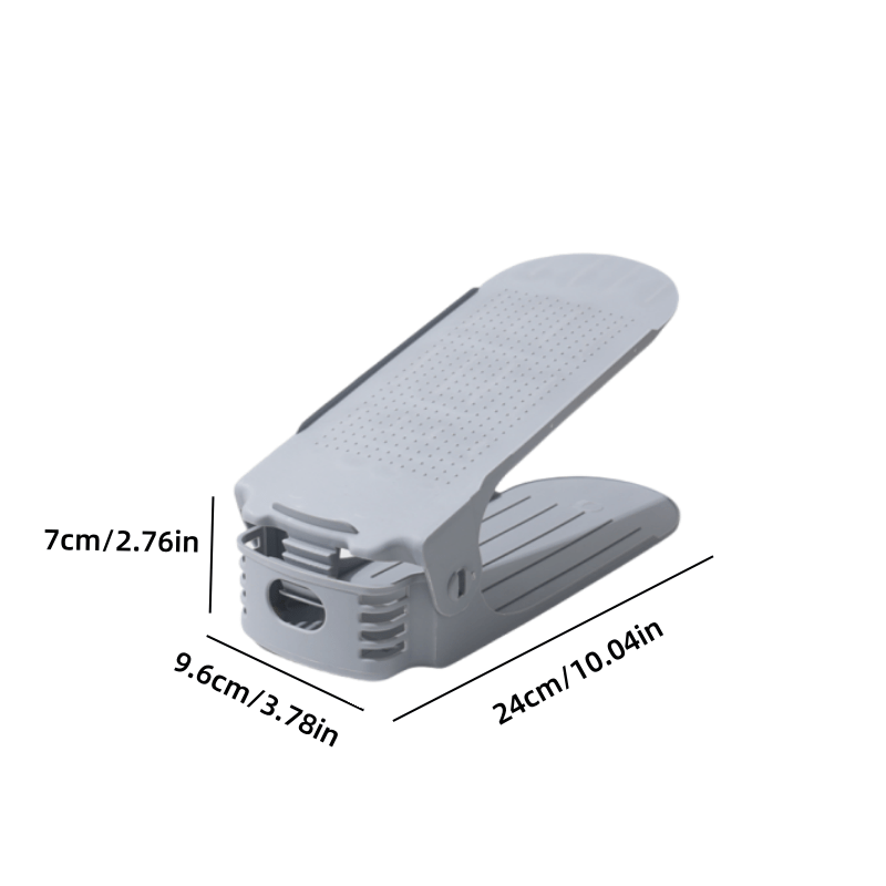 Estante para zapatos de doble capa ajustable y plegable, gris y negro, para almacenamiento de flats y zapatillas