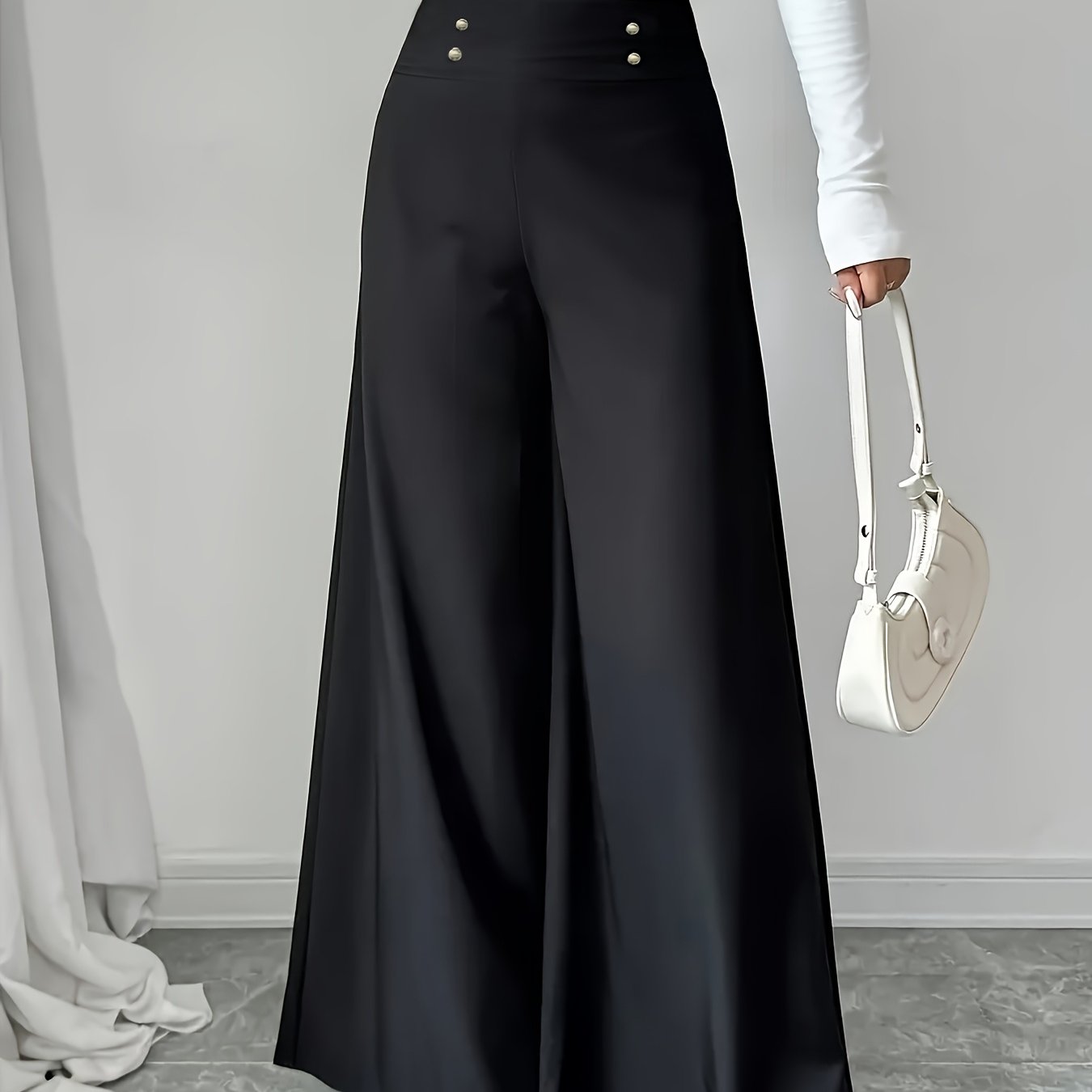 Women's Flare Pants Polyester Spandex Stretch Dark Green Wide Leg Formal