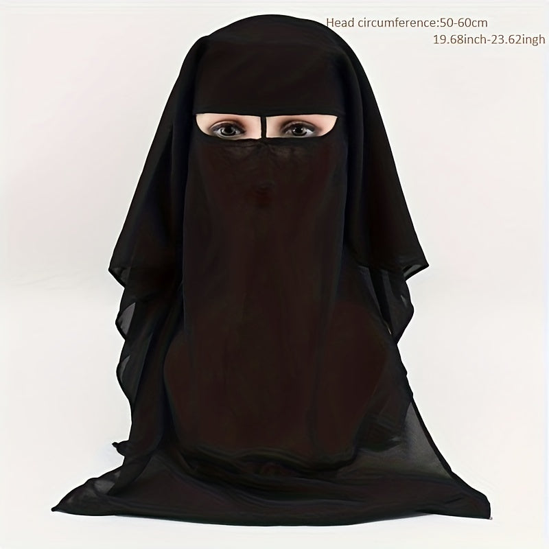 Ladies Black Chiffon Niqab Breathable Sun Protection Face Veil