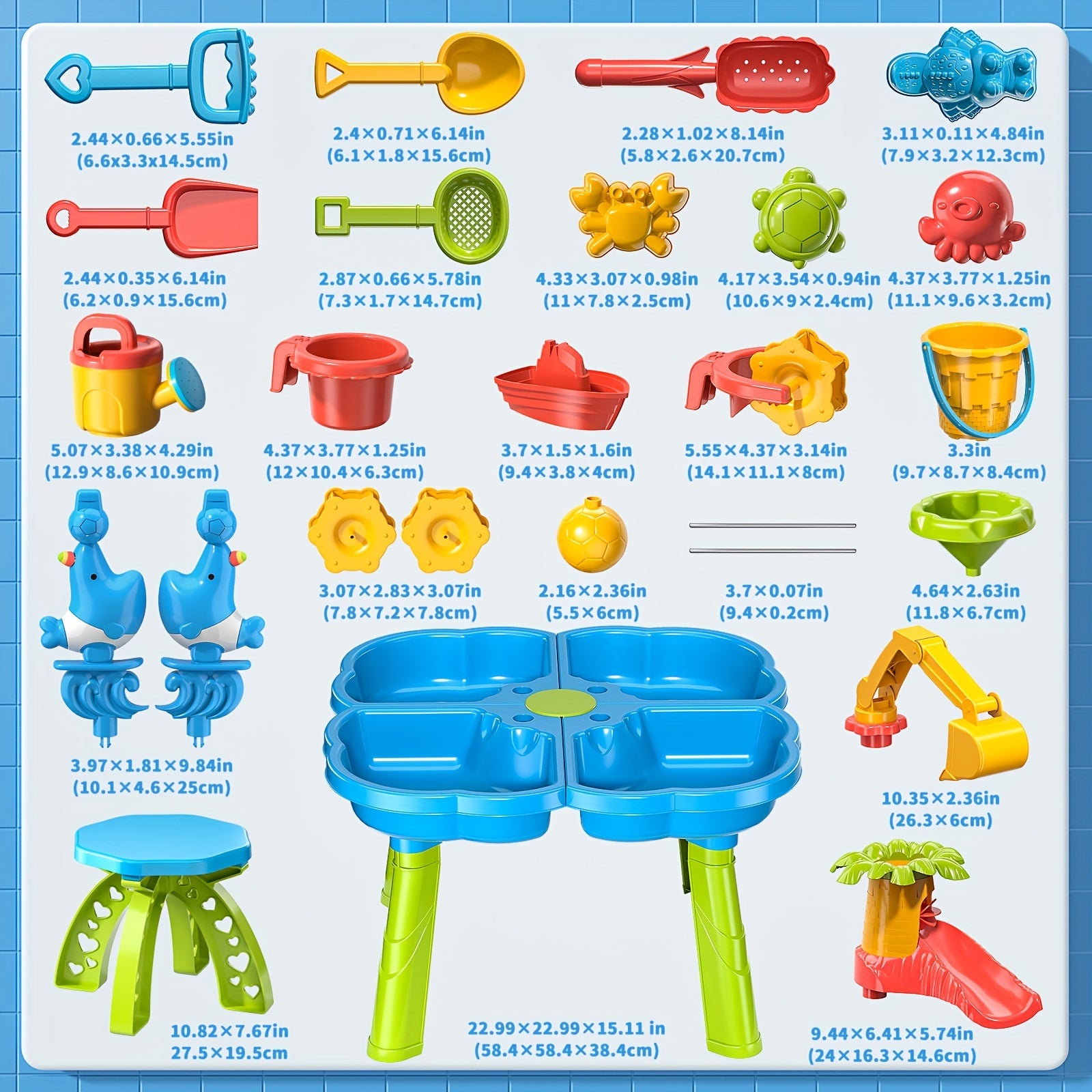 Kids Sand Water Table for Boys and Girls, 4-in-1 Sandbox and Water Play Toy, Blue