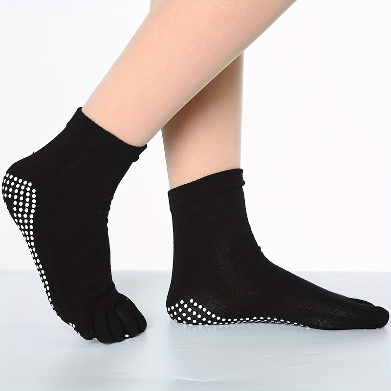 Women's Non-Slip Toe Socks for Yoga Running and Athletics Short Knit Cotton
