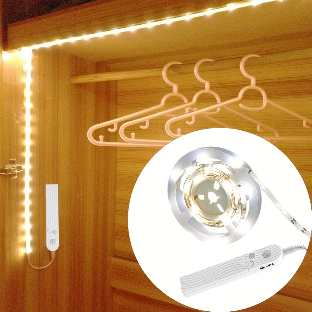 Motion Sensing LED Light Strips 99.97cm-5m Battery Powered White Indoor