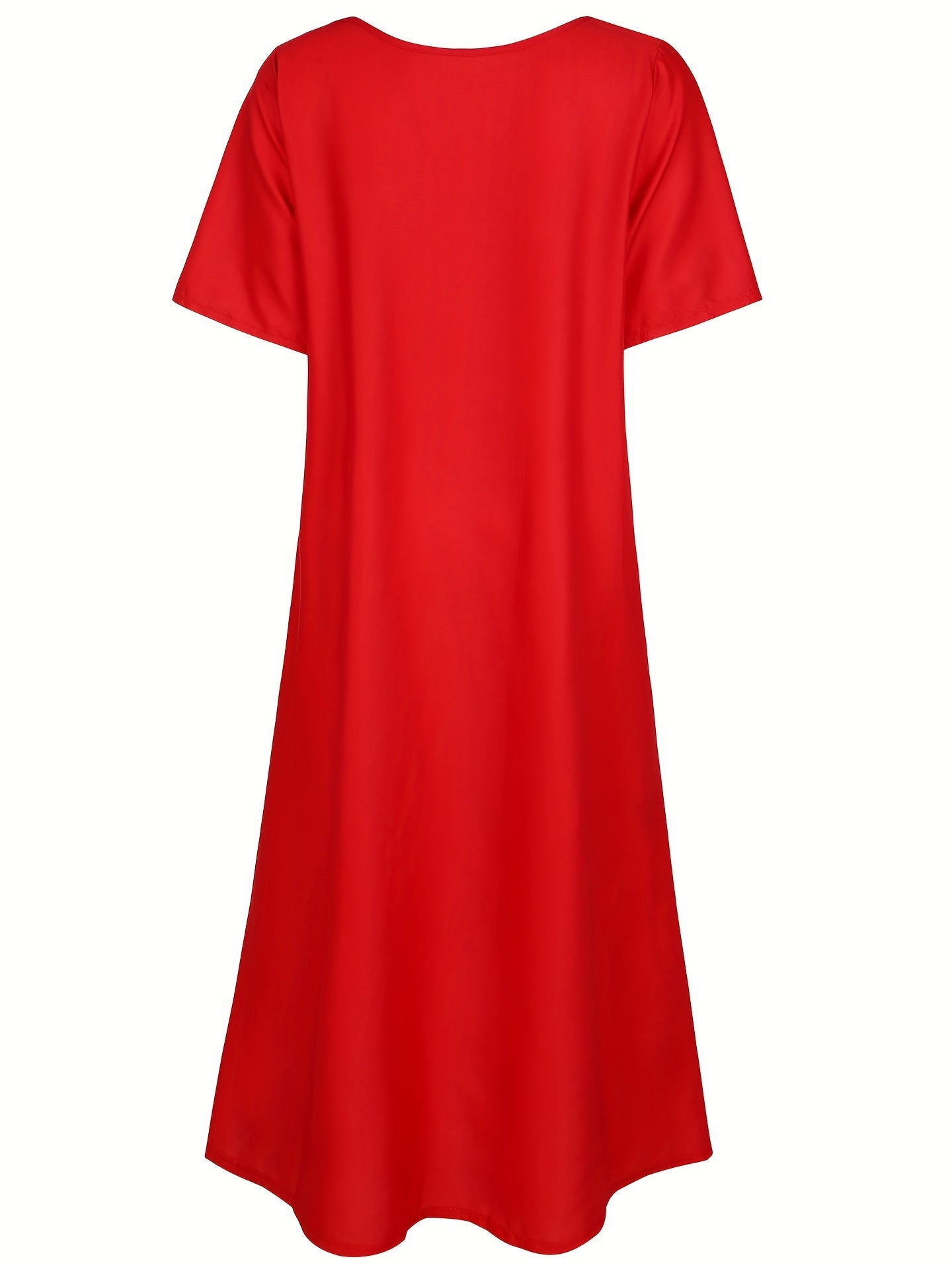 Платье-макси с абстрактным принтом красного и черного цветов большого размера с карманами для повседневной носки весной и летом