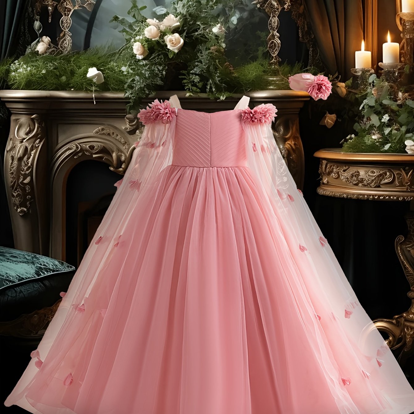 Girls Light Blue Off-Shoulder Floral Dress for Girls Weddings Parties and Performances