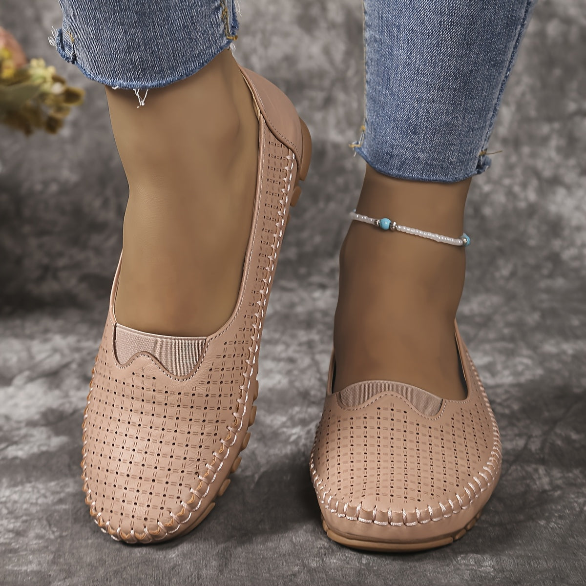 Women's Slip-On Flats Synthetic Faux Leather Comfortable All-Season Round Toe