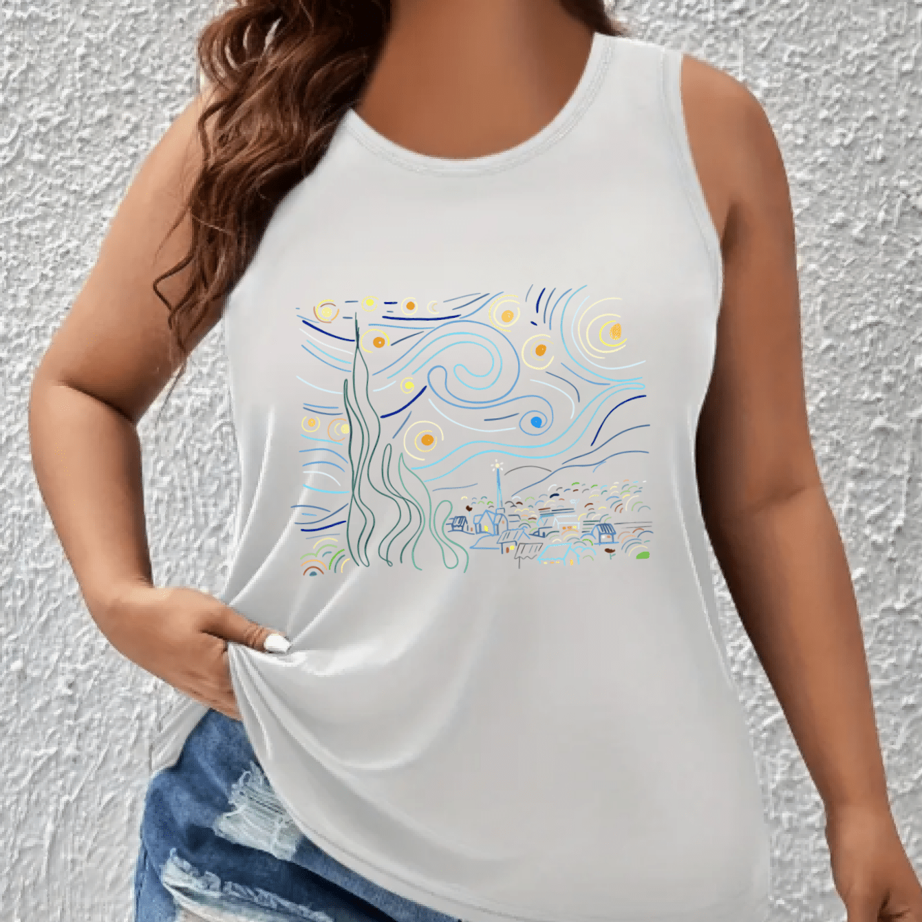 Women's Geometric Print Sleeveless Vest Top Breathable Stretchy All-Season