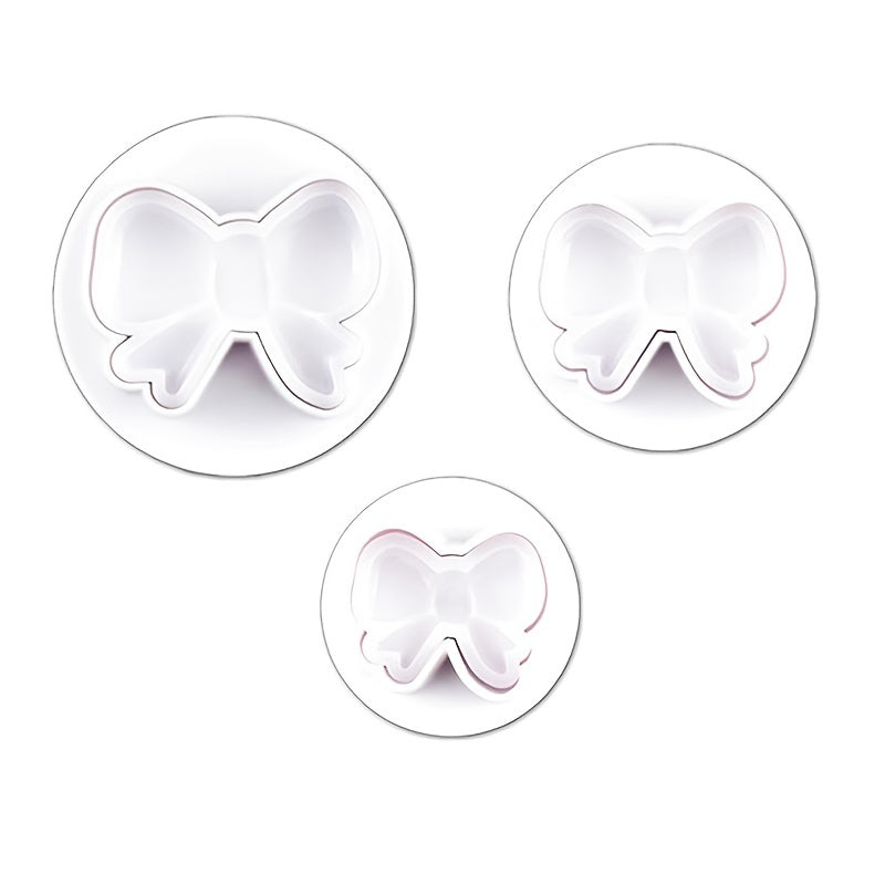 Set of 3 Bow Shaped Fondant Molds Cookie Cutters Baking Tools