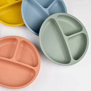 Three-Compartment Silicone Dinner Plate Soft Durable High-Temperature Resistant for Training