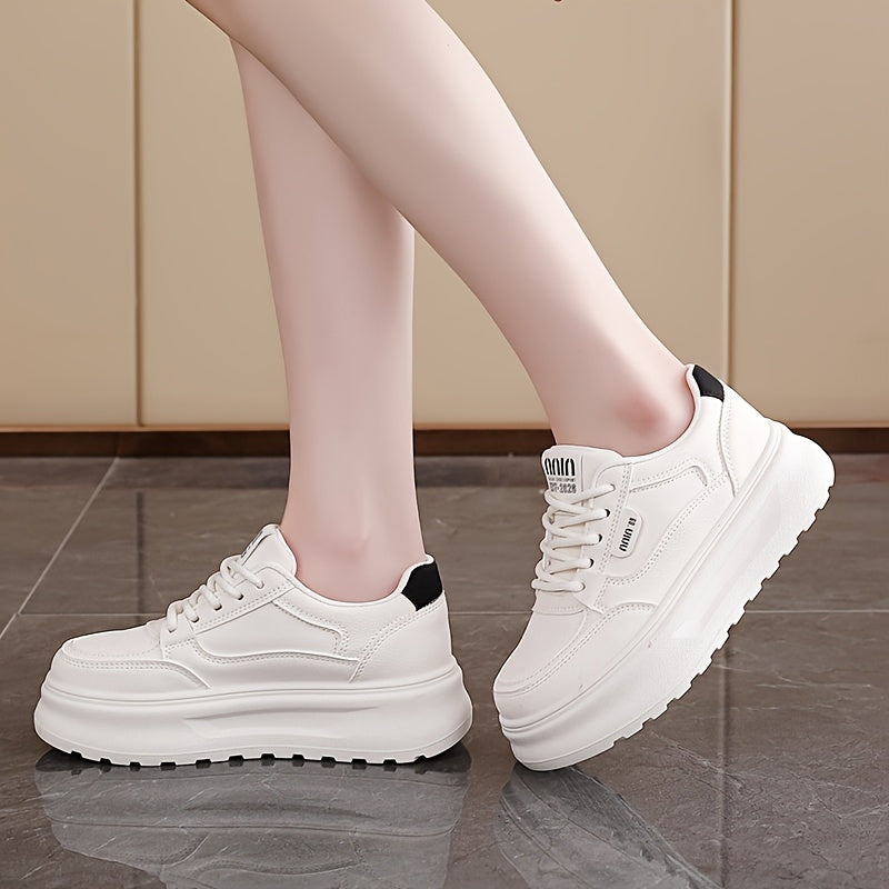 Women's Casual Sneakers Low Top Thick Sole Breathable Lace-Up All-Season
