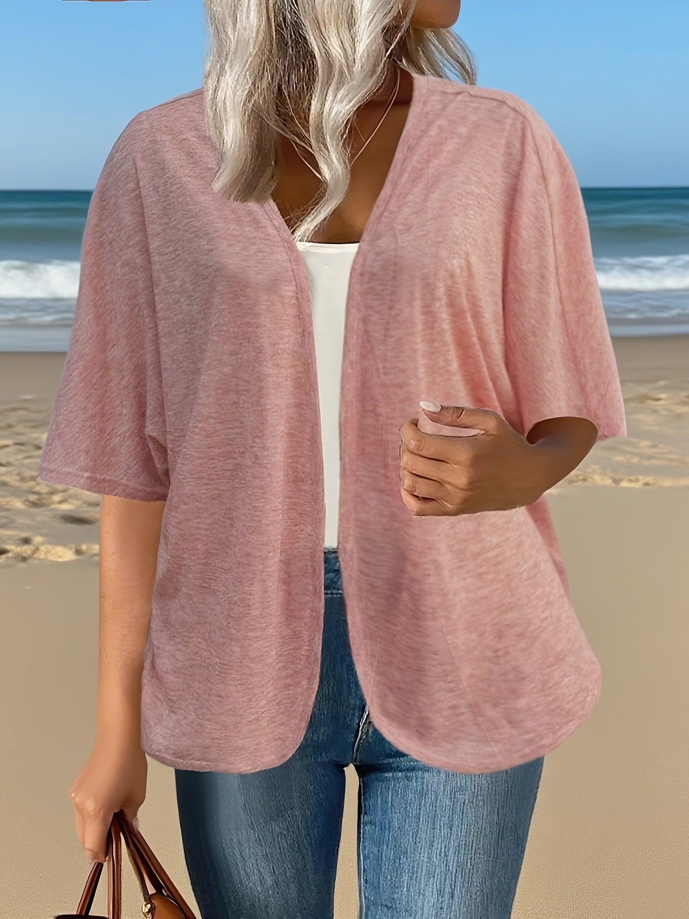 Plus Size Women's Lightweight Breathable Open Front Cardigan Casual Oversized Spring Summer