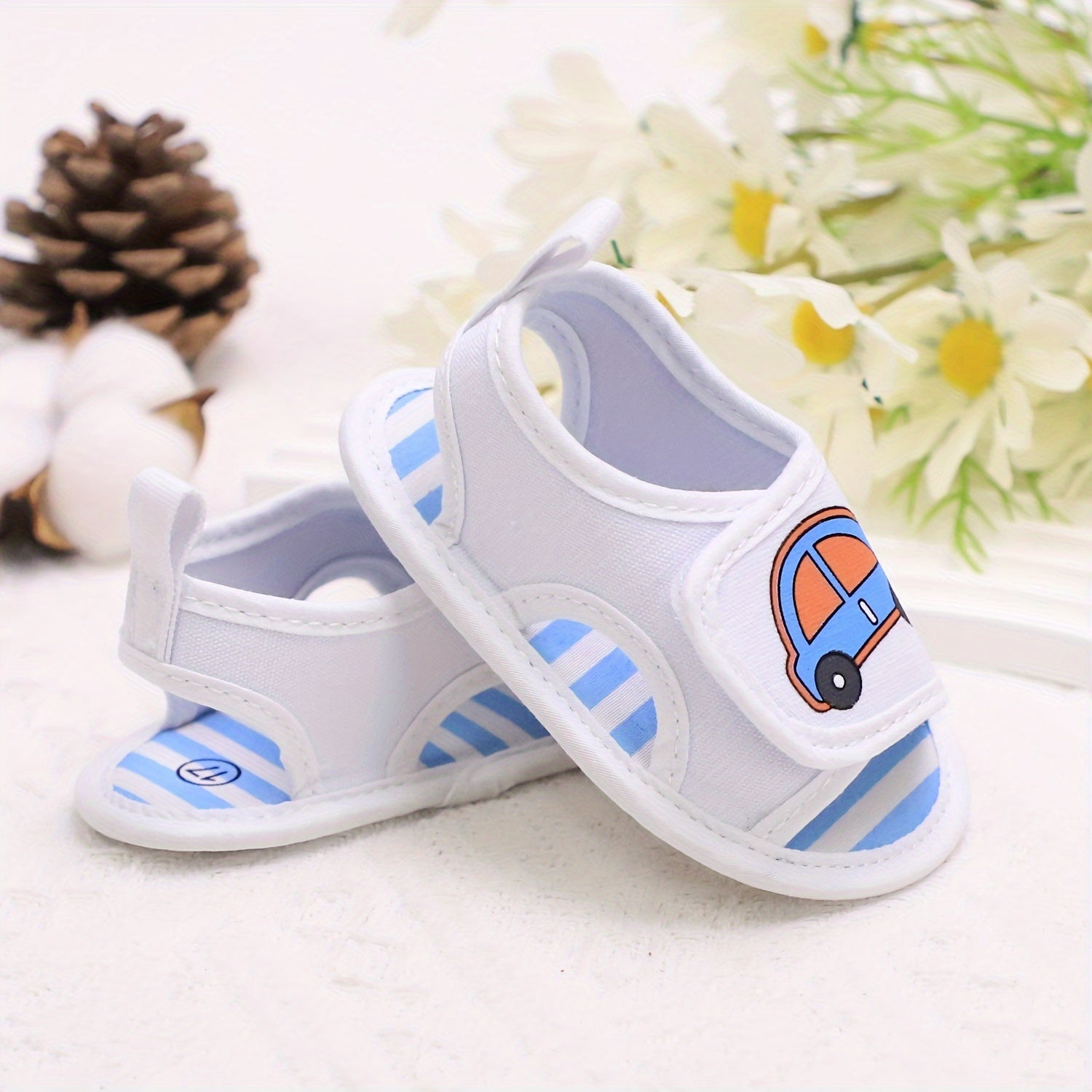 Baby Boys Open Toe Canvas Sandals Lightweight Non-slip Shoes for Spring and Summer
