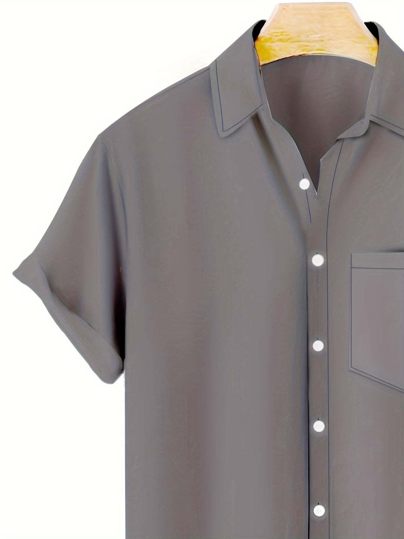 Camisa de tamaño grande para hombre en azul marino con cuello en V, ajuste ajustado, bolsillo en el pecho, con botones, tela no elástica para primavera y otoño