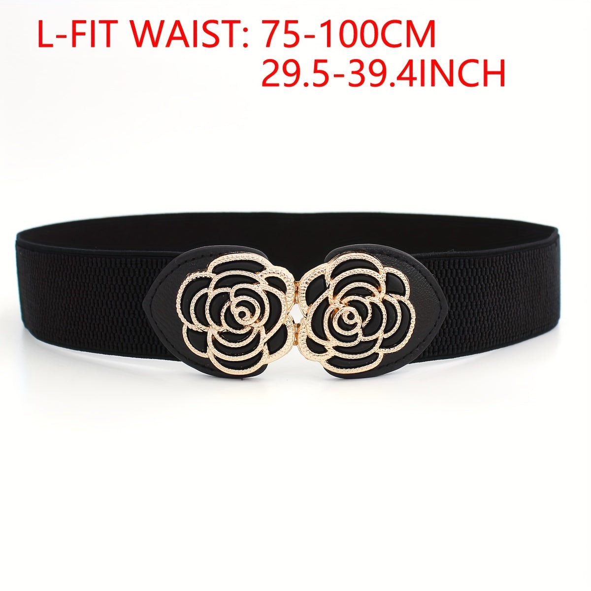 Women's Metal Leaf Buckle Wide Vintage Stretch Waist Belt for Dresses