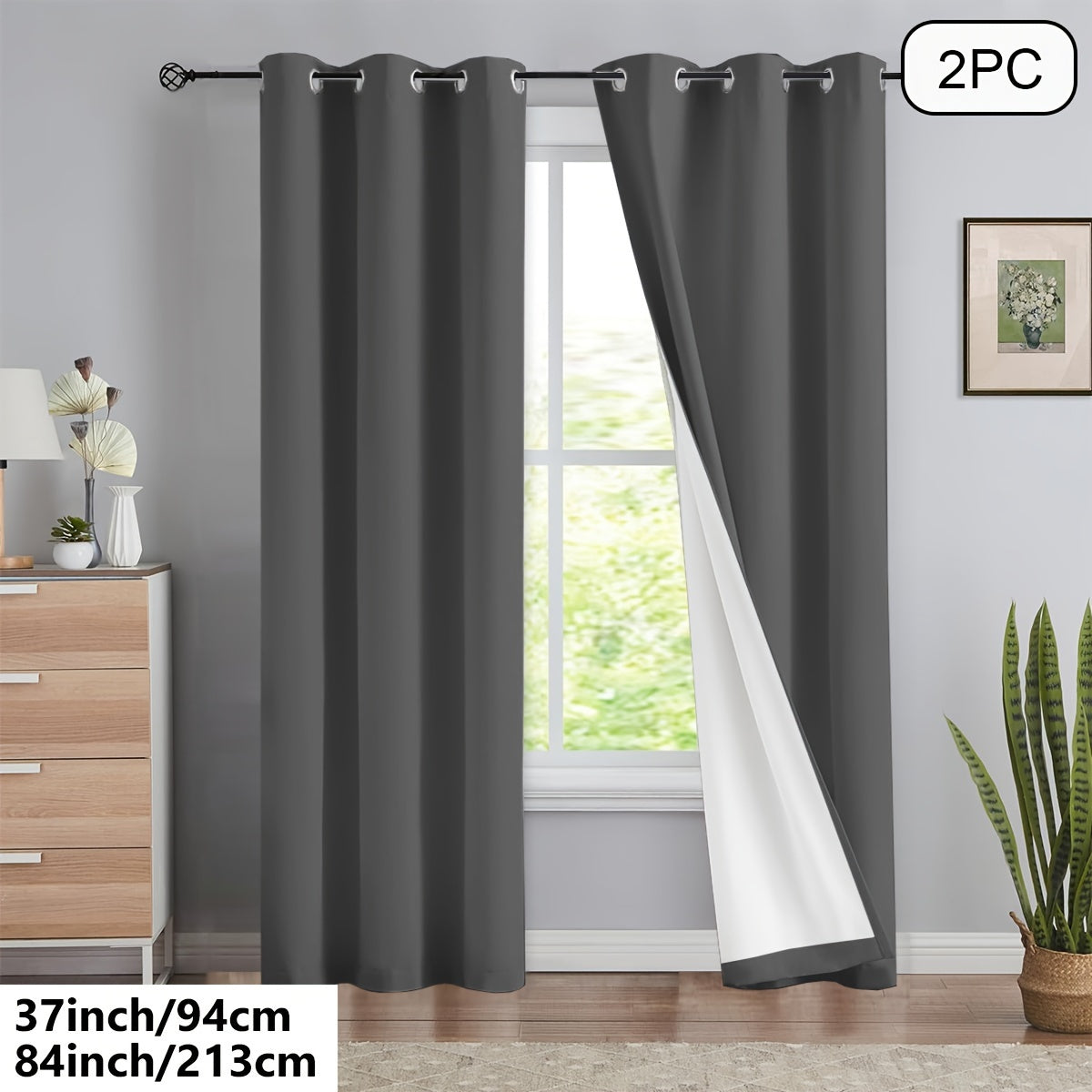 Blackout Curtains 54x84 Inches Off-White Grommet Full Blackout with White Lining