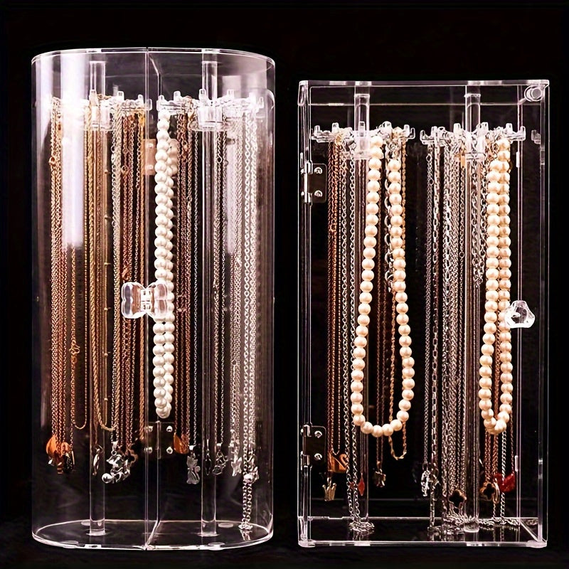 Organizador de joyas de acrílico con diseño transparente para collares, pulseras y relojes