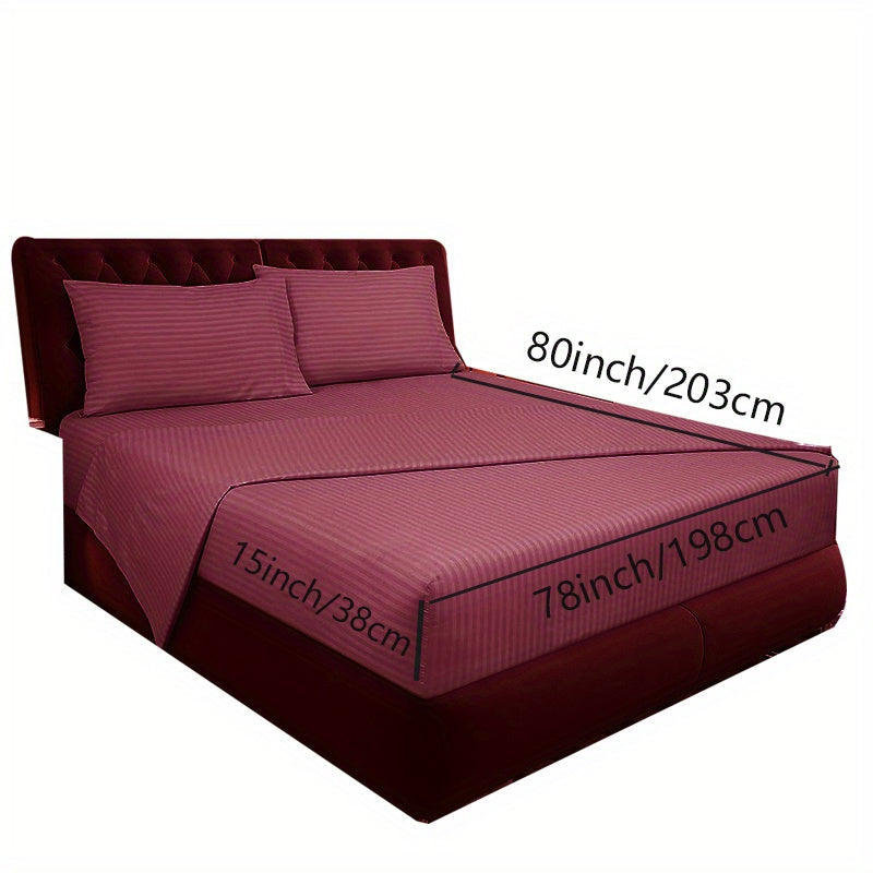 Luxury Striped Sheet Set 4 Pieces 1800 Thread Count Microfiber Deep Pockets Breathable