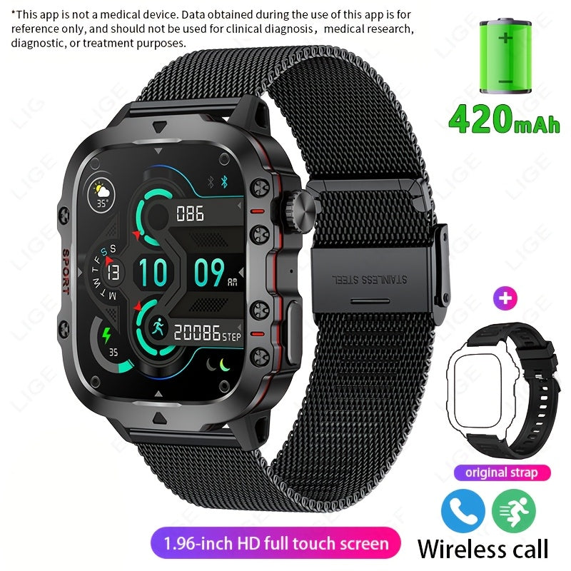 Men's Smart Watch with Voice Assistant IP67 Water Resistance Sports Strap 100+ Exercise Modes