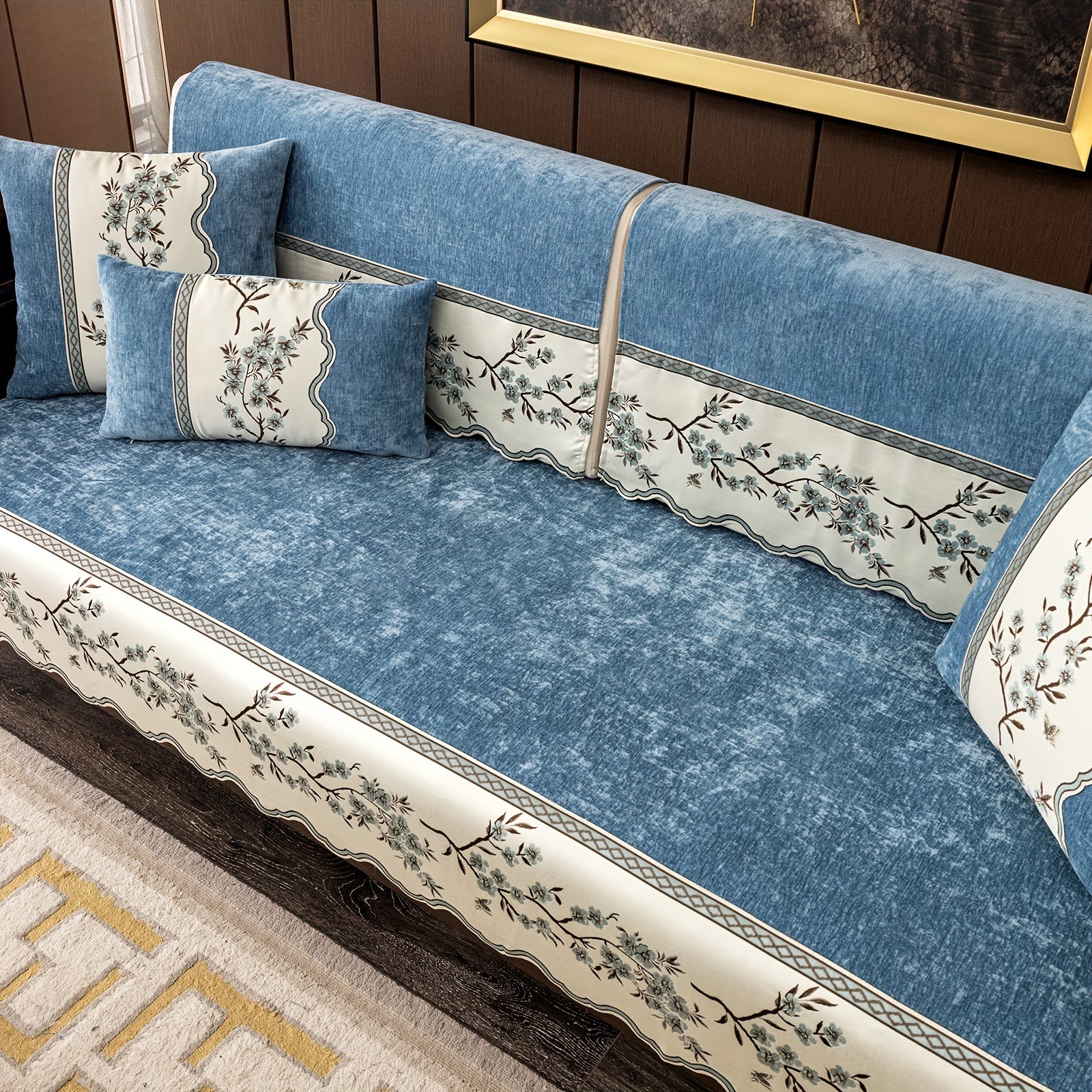 Чехол на диван с цветочным узором для всех сезонов с подушками и защитными чехлами для подушек для гостиной, спальни, офиса