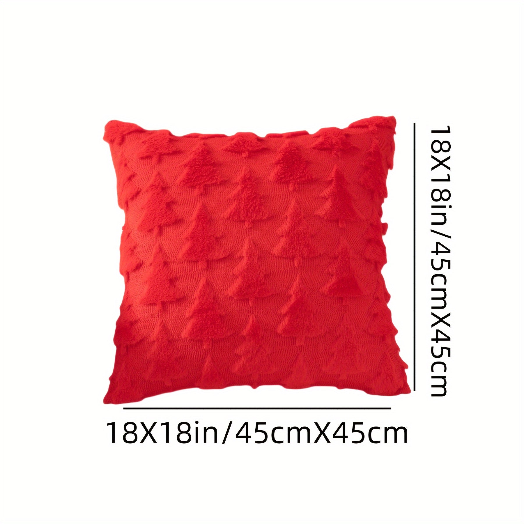 Christmas Tree Pillow Cover Faux Fur Jacquard 45.72cm Zippered Washable Home Decor