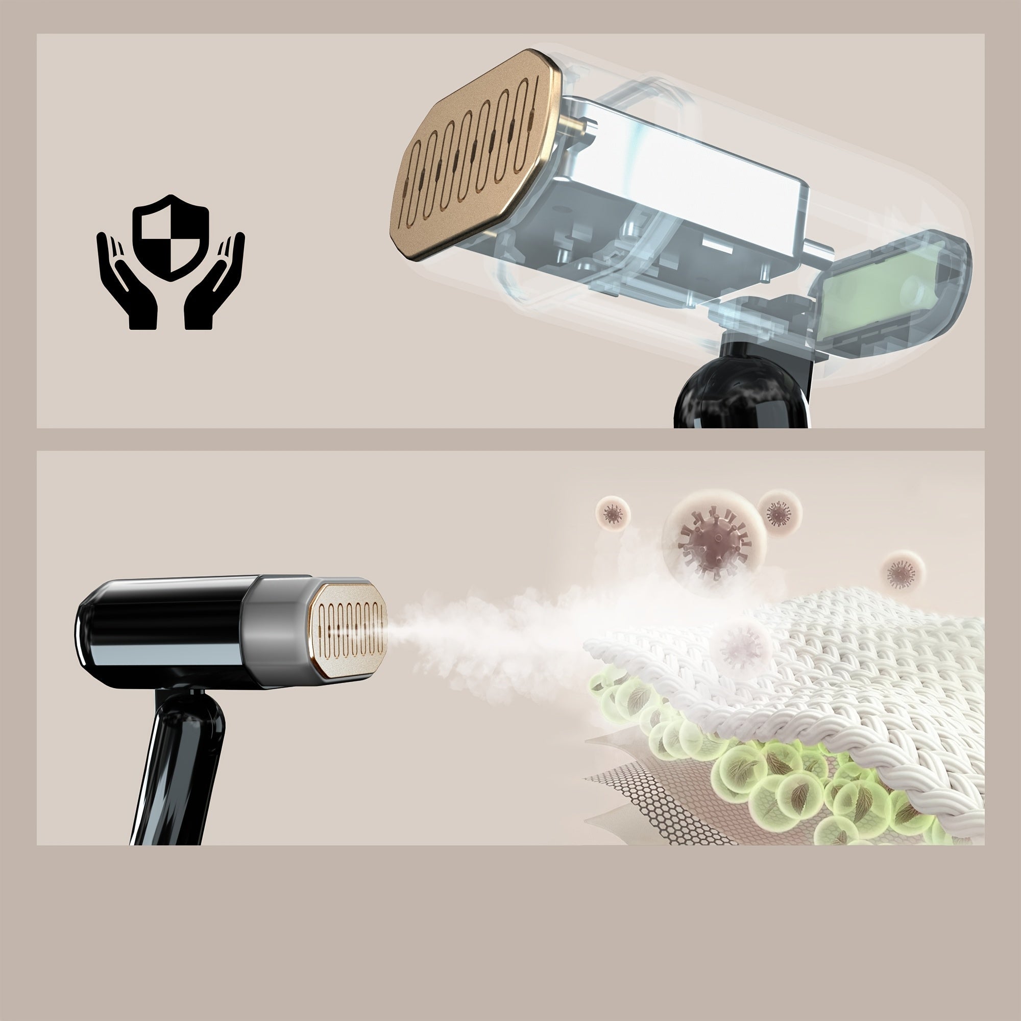 Vaporizador portátil de prendas de 1800W con pantalla de temperatura y depósito de agua de 330ML