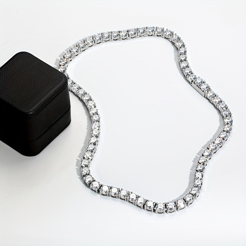 Sterling Silver Moissanite Tennis Necklace 6.5mm Mixed Row 18 20 22 Inches