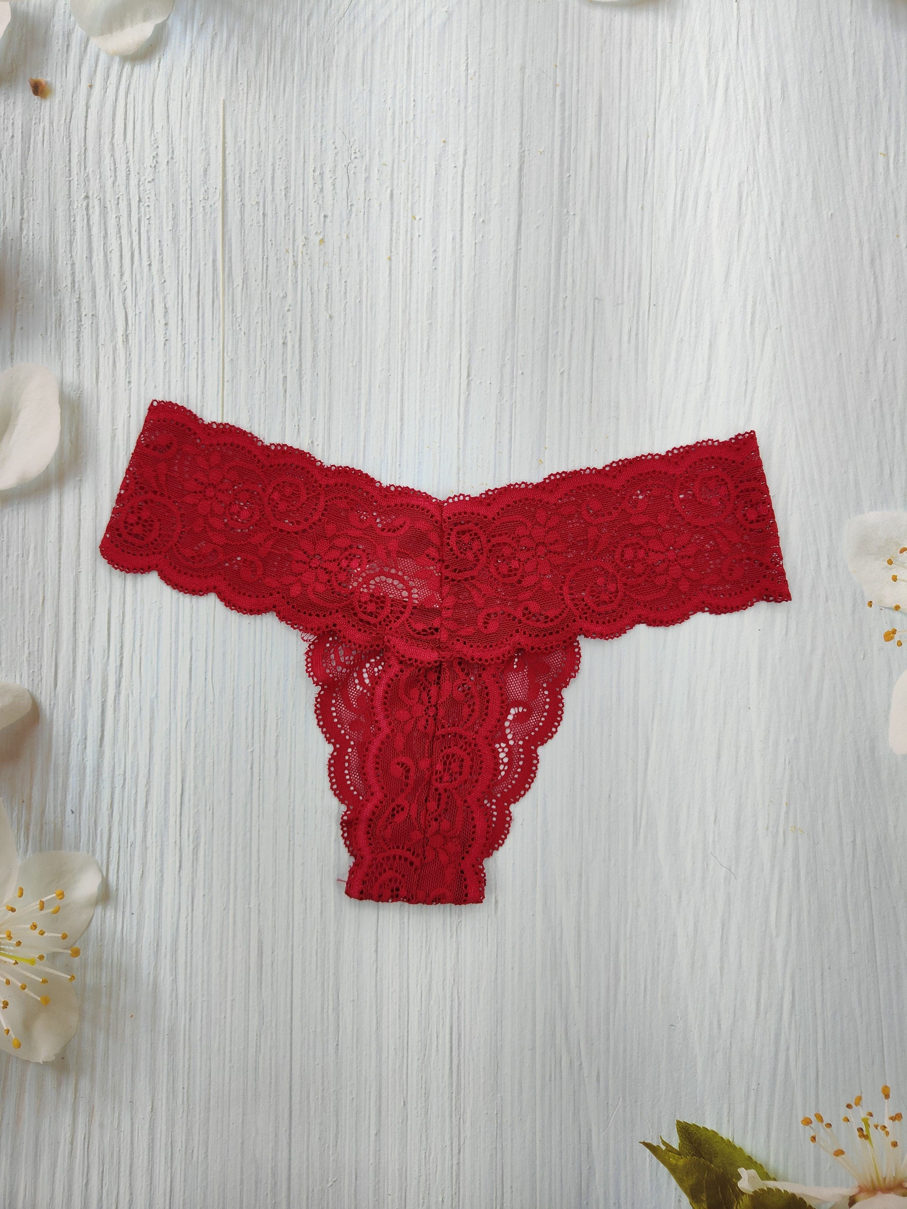 Women's Low-Rise Lace Thong Panties 5-Pack Semi-Sheer Solid Color