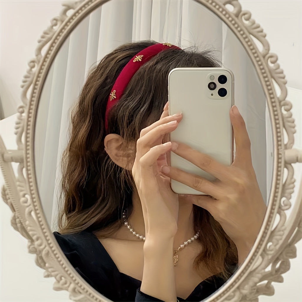 Yangi yuqori sifatli velur bosh bantlari, asalari dizayni, retro mato uslubi, ko'p funksiyali moda aksessuarlari; 1-2 dona.