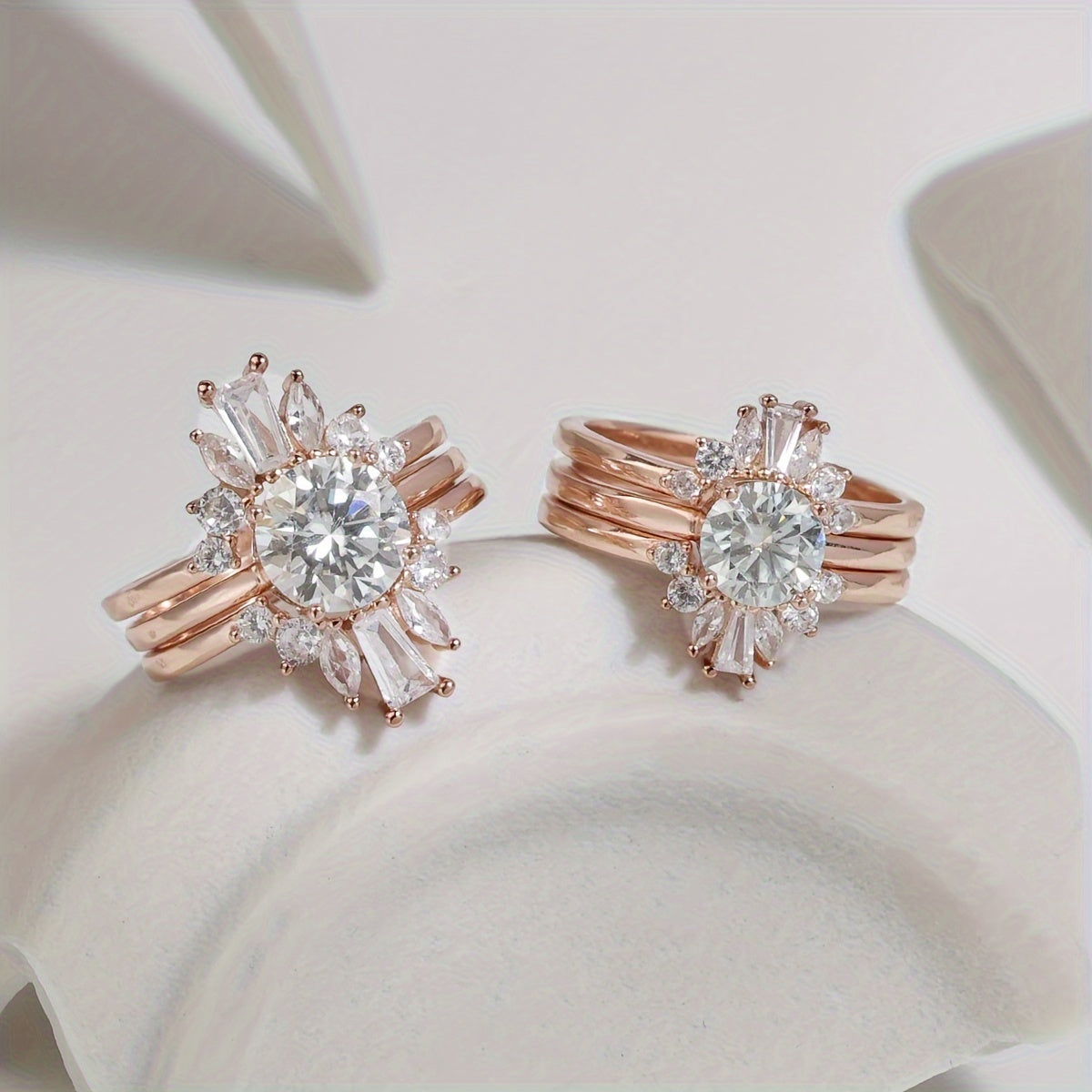 Sterling Silver Stacking Rings Set with Moissanite Gems 1ct 2ct Gift Box