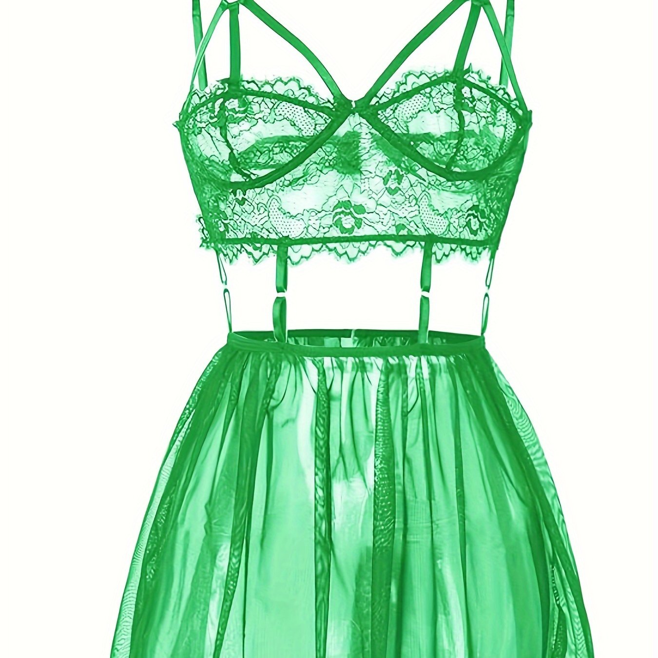 Women's Sheer Lace Dress and Mesh Bodycon Babydoll Lingerie